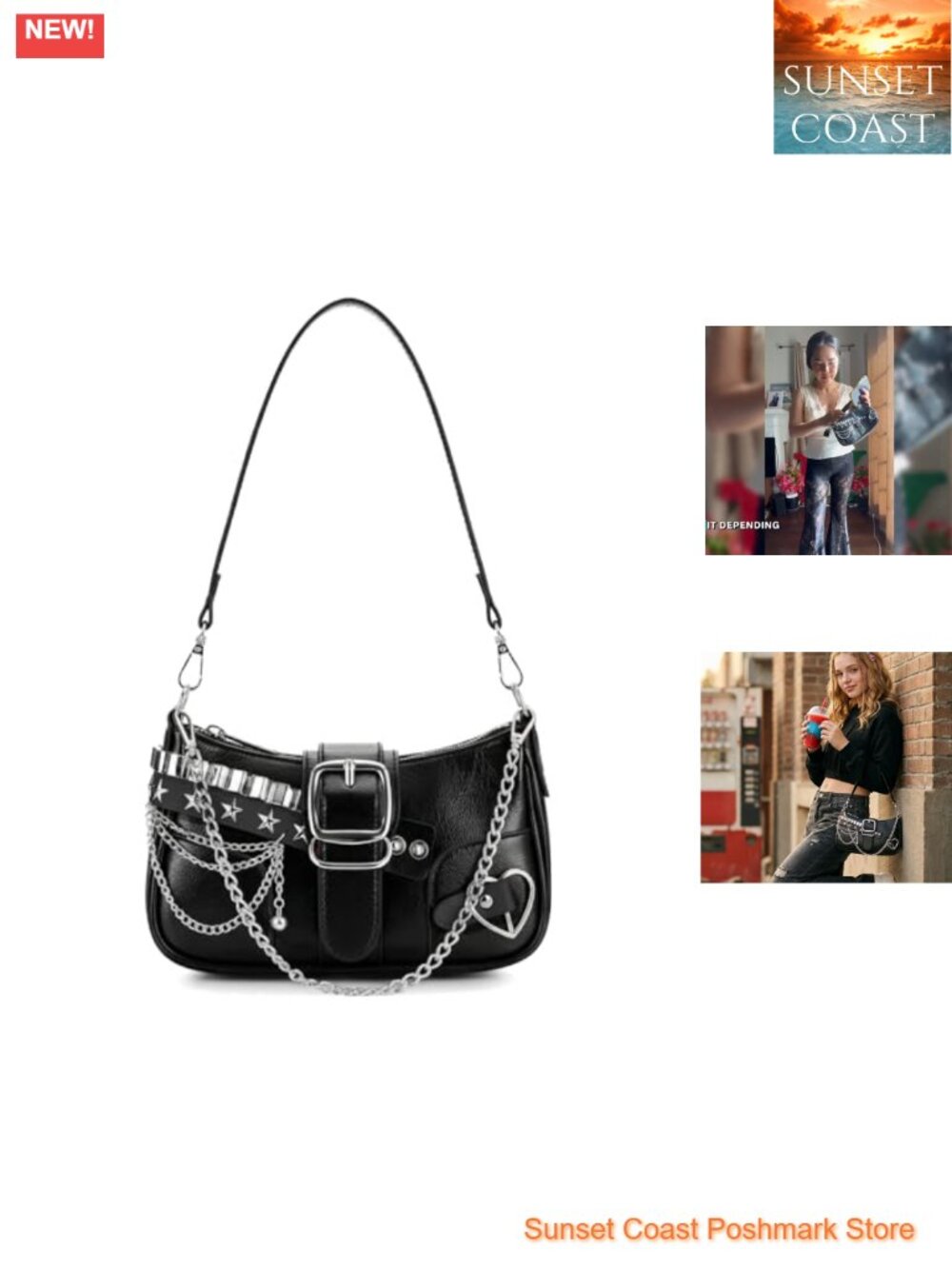 Y2K Mini Chain Hobo Shoulder Bag Star Embroidery Purse